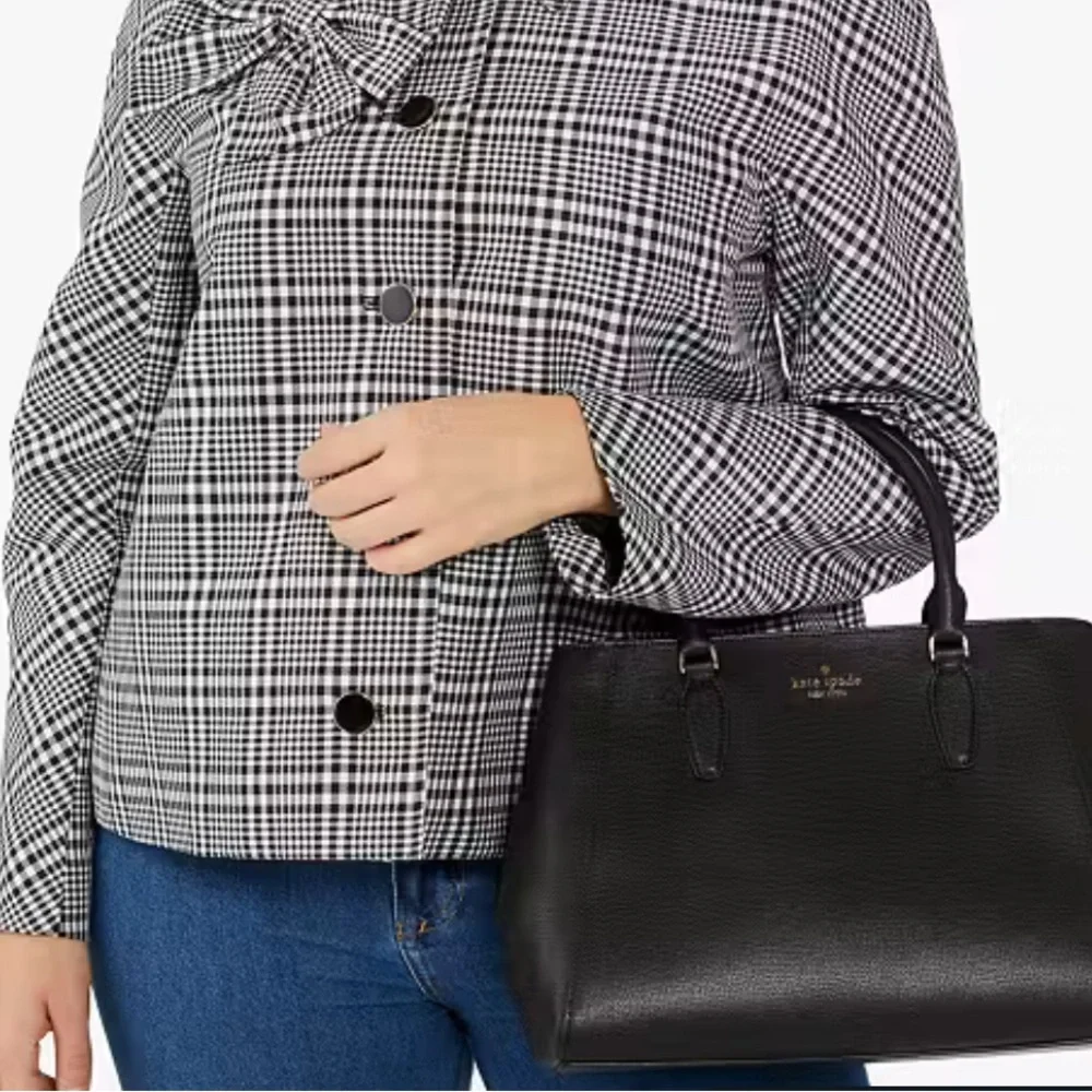 NEW black leather Kate Spade satchel two way bag - $399 retail - Picture 2 of 12